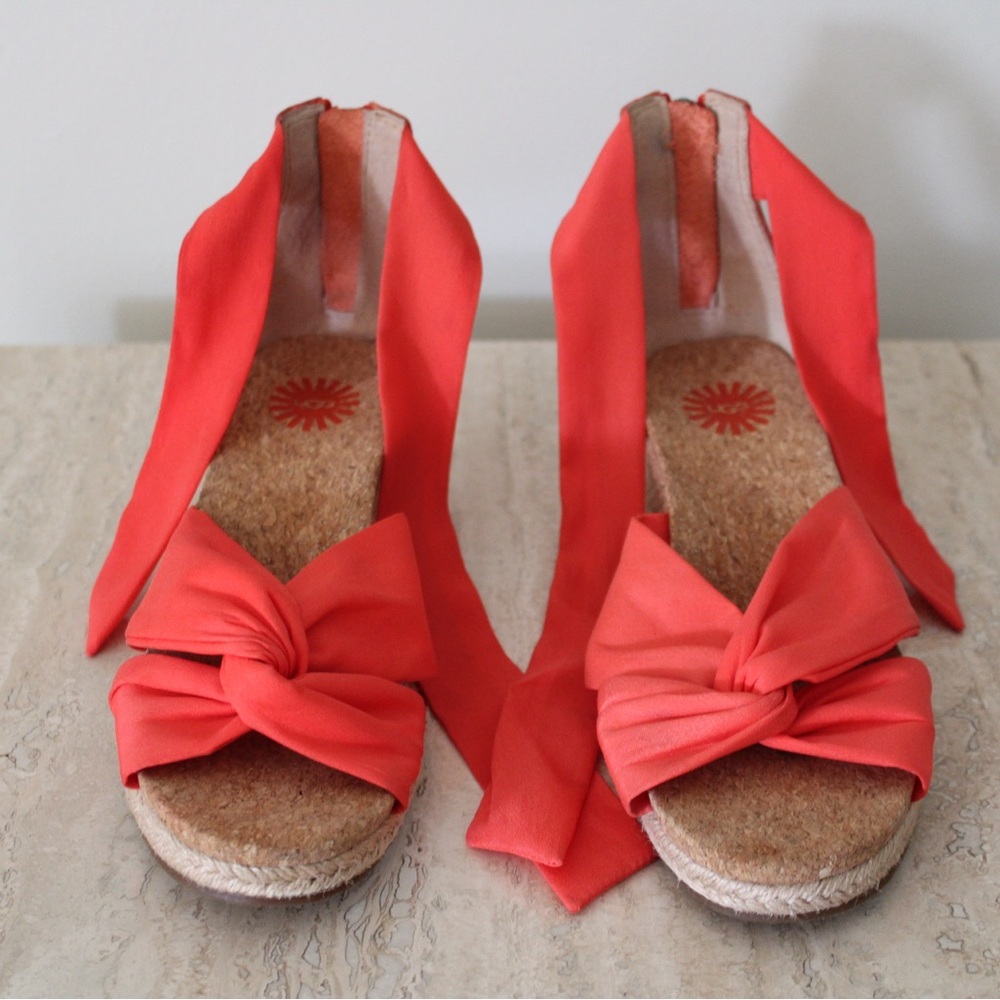 UGG Orange Espadrille Wedges Size 8 - Picture 7 of 9